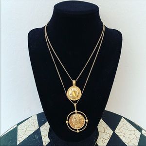 Vintage Gold Double-chain Coins Necklace